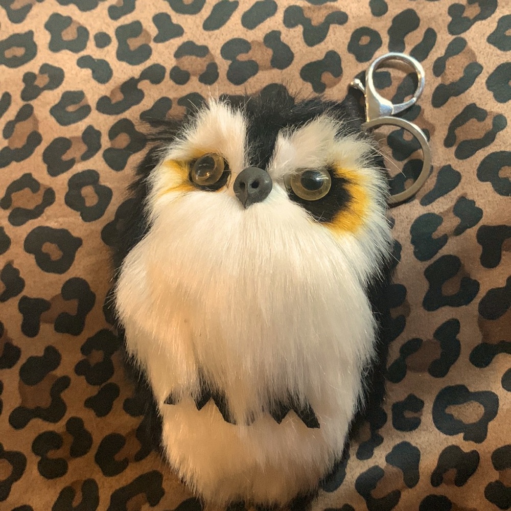 Owl keychain silver hardware - Free w purchase